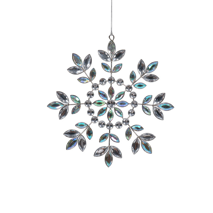 Wire Jewel Silver Snowflake Decoration