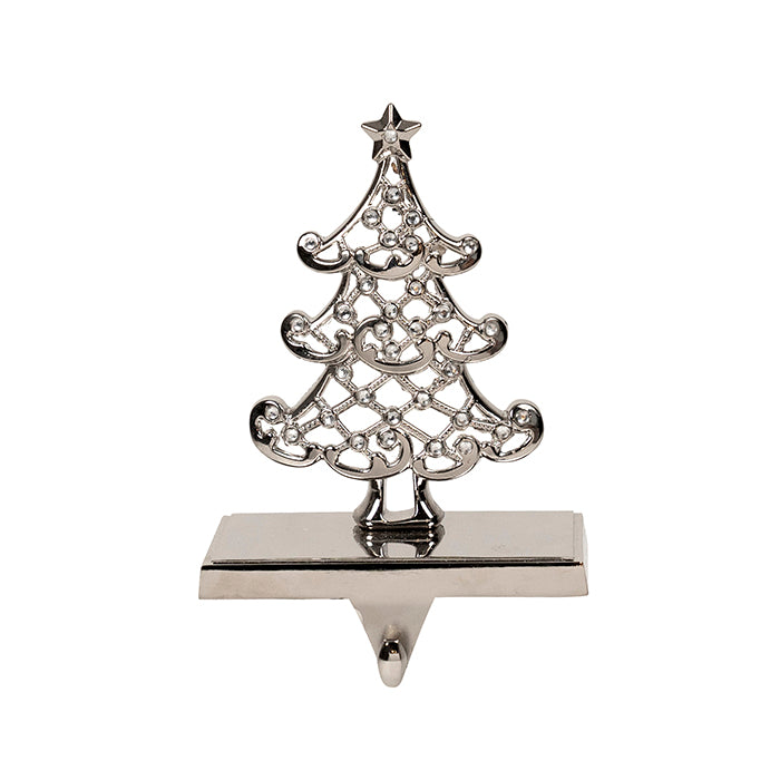 Metal Stocking Holder Tree Silver