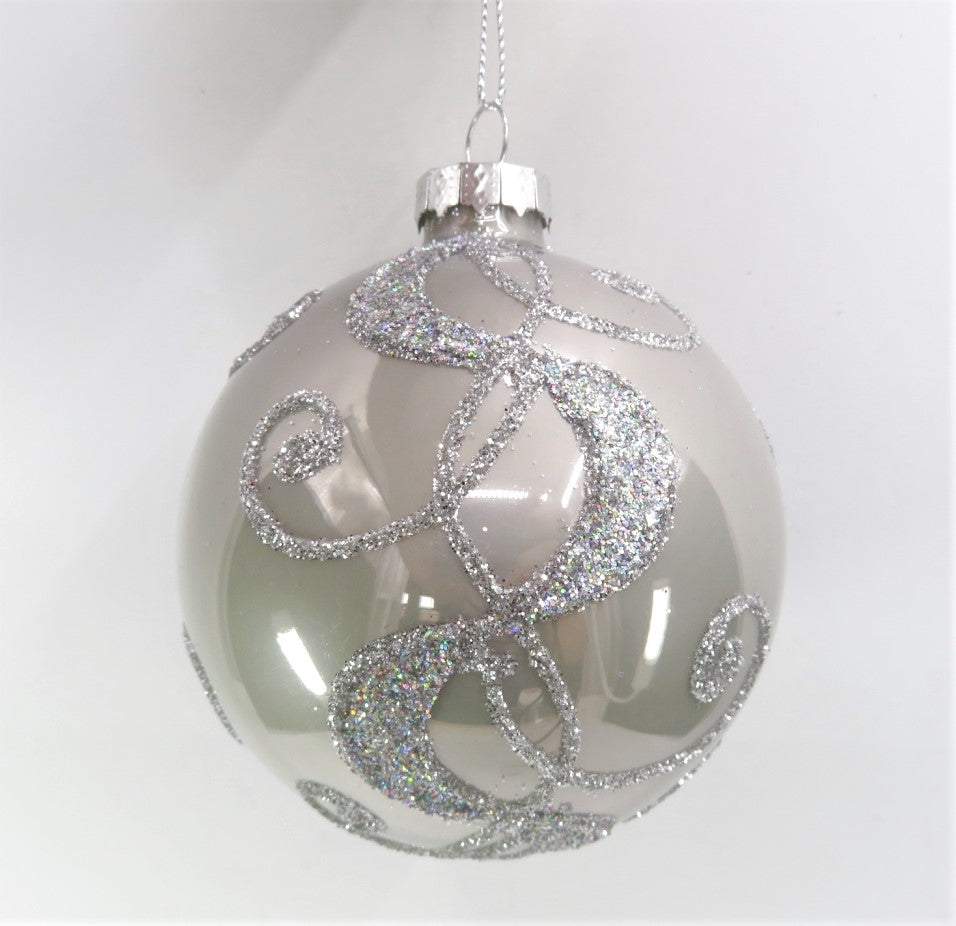 Silver Glass with Glitter Swirls