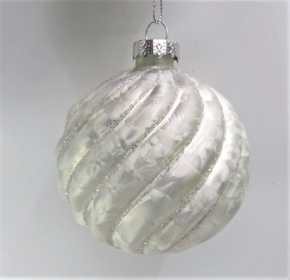 Silver Glass With Textured Swirl Stripes