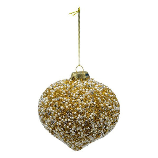 Gold Pearl Beaded Drop