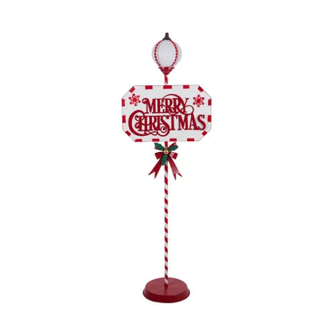 Merry Christmas Sign Metal Red White