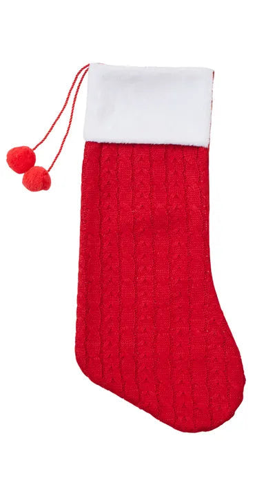 Cable Knit Stocking Red and White