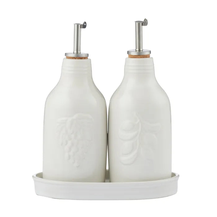 Olio/Aceto Bottles and Tray Set 2
