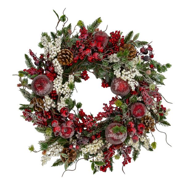 Red Apple White Berry Wreath