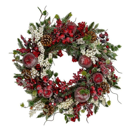 Red Apple White Berry Wreath