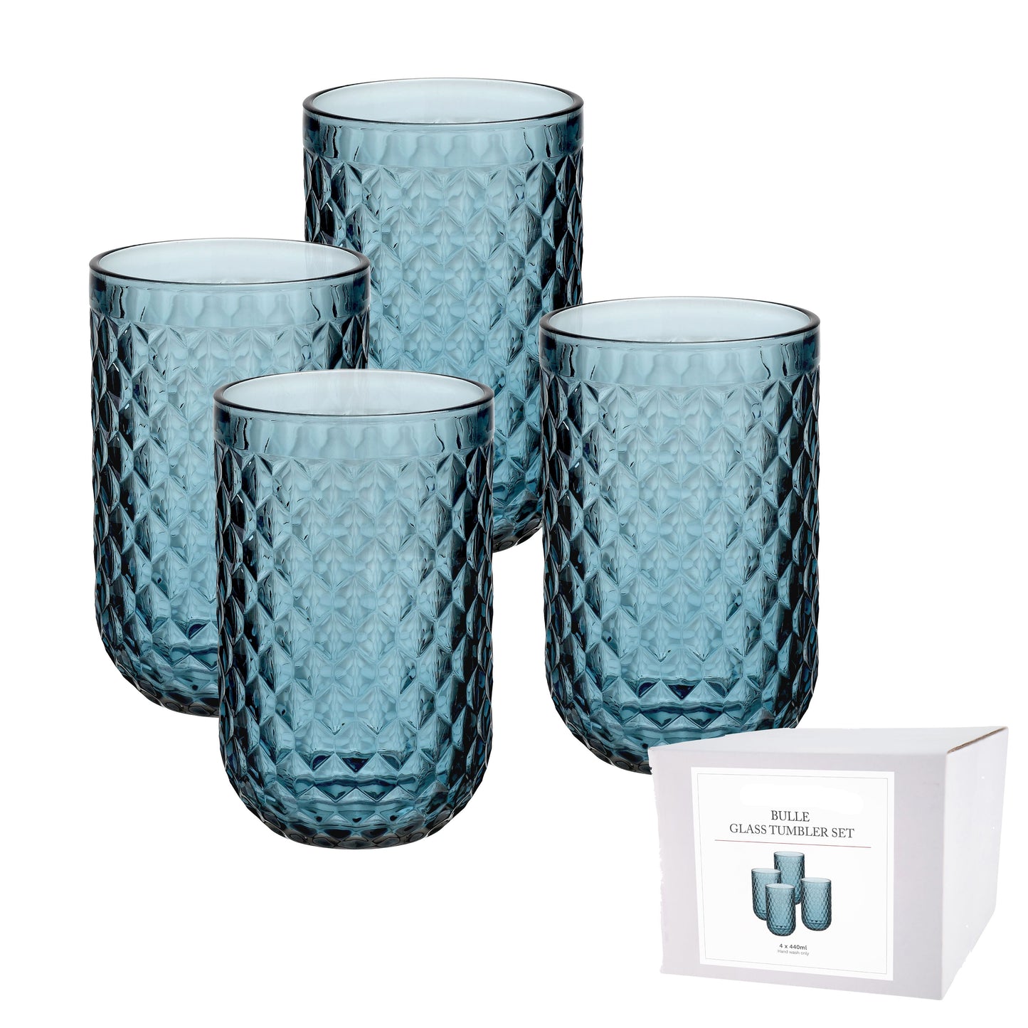 Bubble Glass Tumbler set of 4 Blue