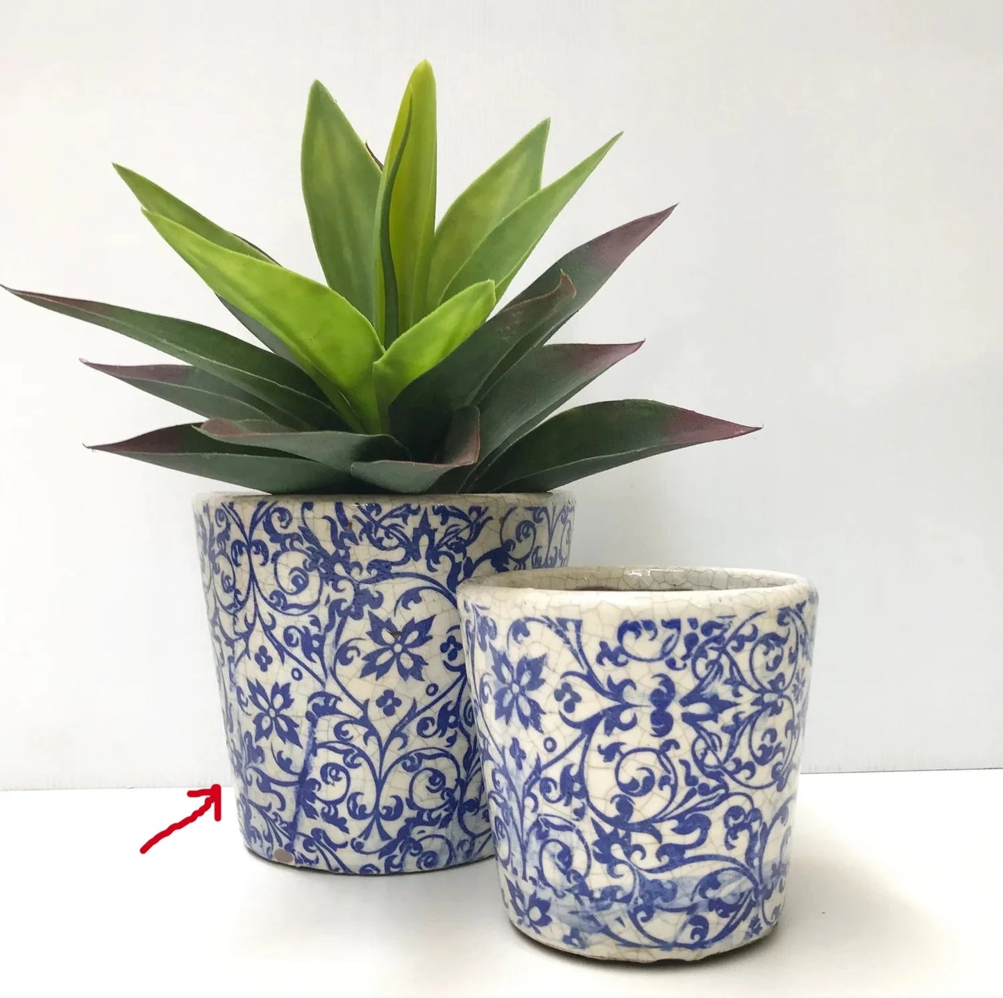 Rustic Round Versaille Blue Pot Large