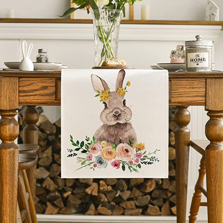 Floral Rabbit Easter Table Runner