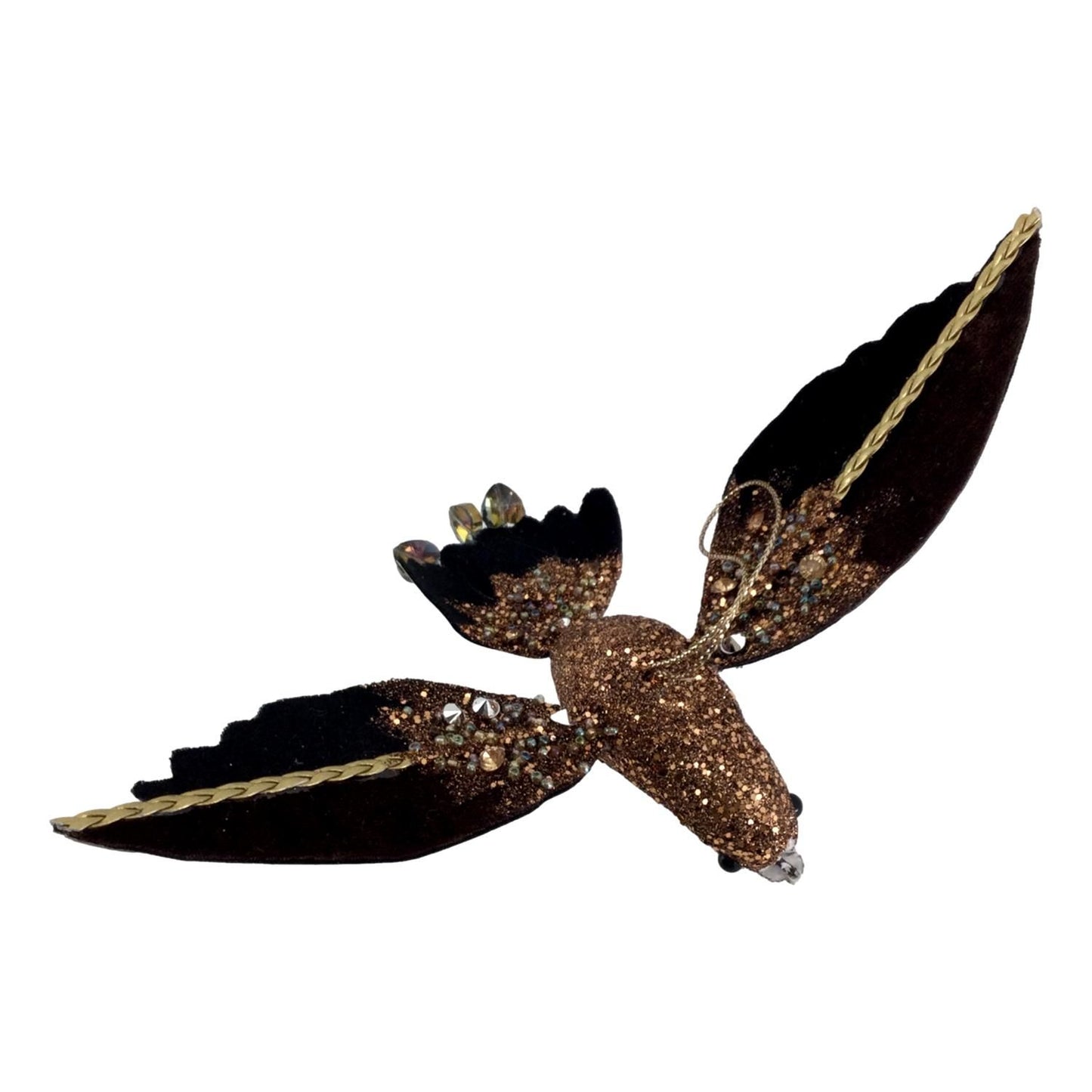 Chocolate Velvet Bird With Glitter 19 x