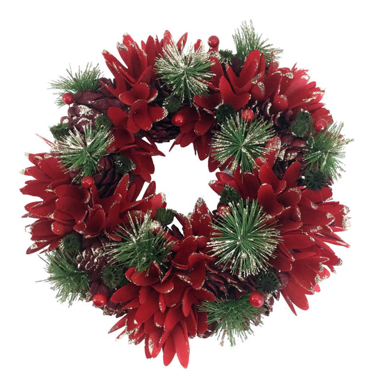 Red Floral Wreath 34cm