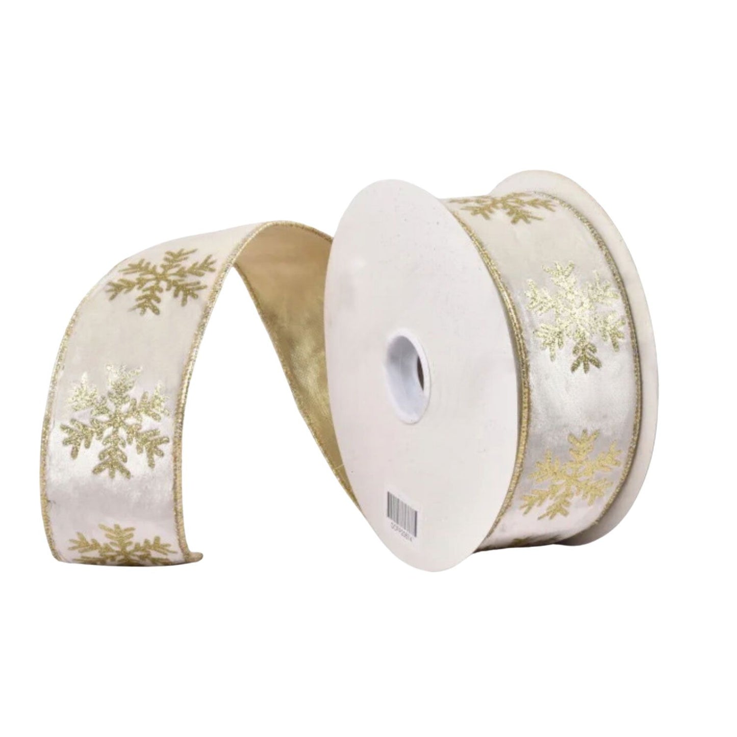 White Champagne Snowflake Ribbon 9m