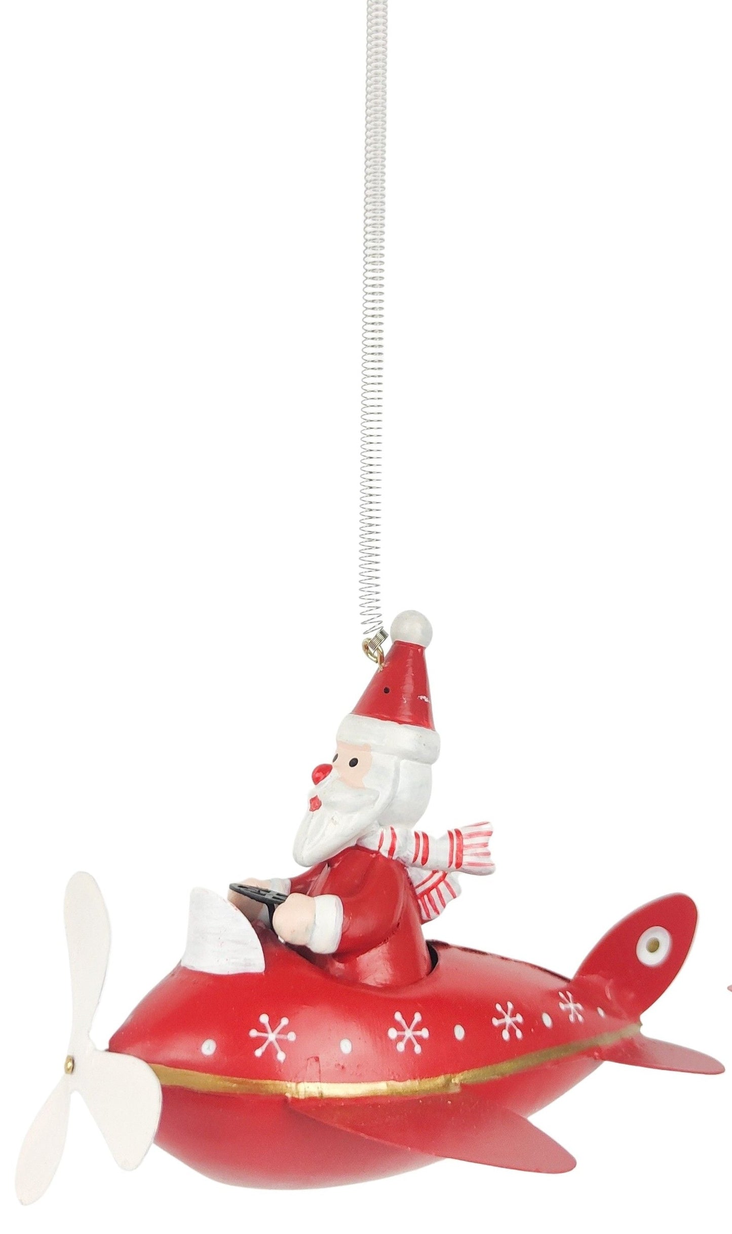 Santa in Red Plane Hanging Decoration