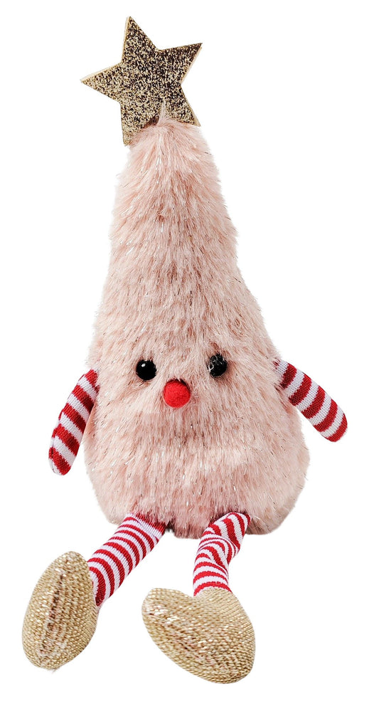 Fluffy Christmas Tree Sitting Decoration Pink