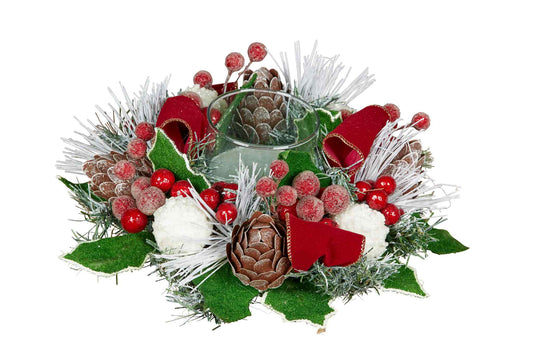 Holly Hurricane Glass Lantern