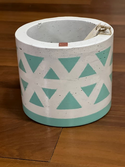 Aztec Planter Aqua/White Small