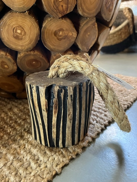Timber Carved Doorstop Black/Natural