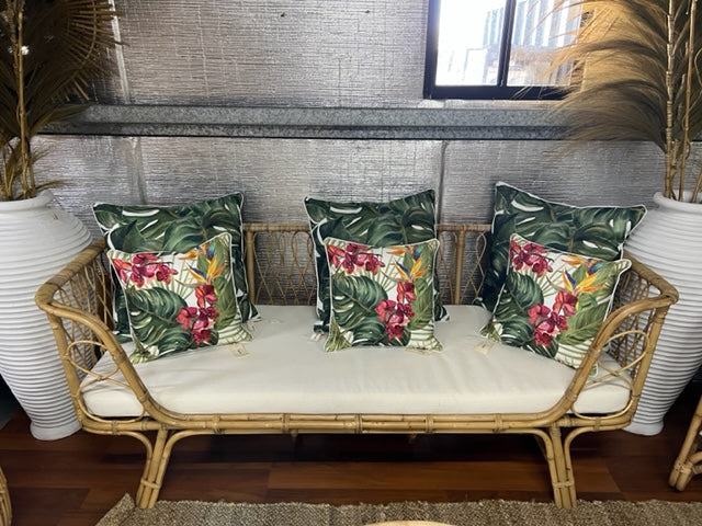 Rattan Sofa with Cushion Natural/cream