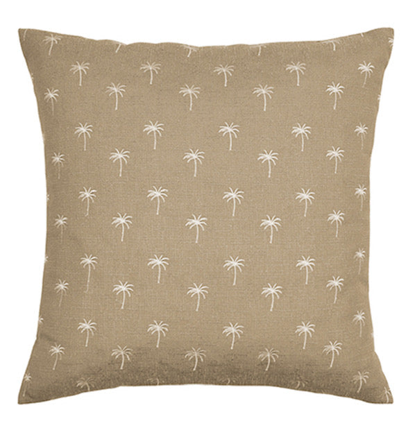 Palm Tree Embroidered Ochre Cushion