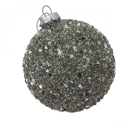 Silver Crystal Ball Hanging Ornament