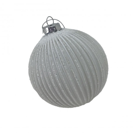White Striped Ball Ornament