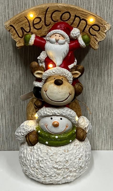Snowman, Deer, Santa Welcome Sign