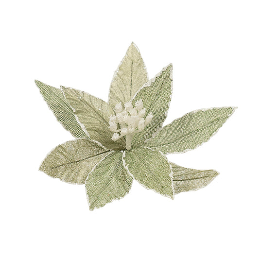 Fabric Clip on Poinsettia Frosted Sage