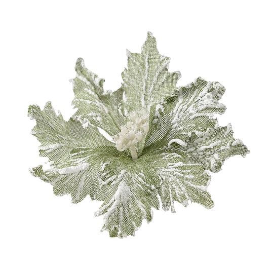 Matt Mint/White Clip on Poinsettia