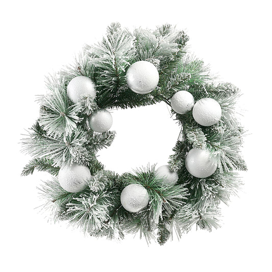 Frosted White Ball Wreath Large