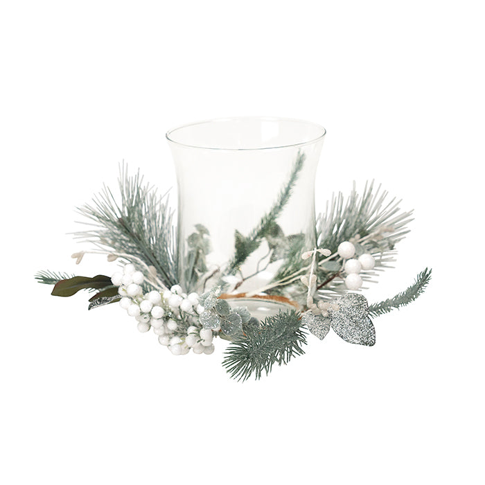 Sage, White Berry with Hurricane Lamp