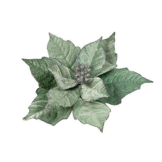 Green Silver Poinsettia Clip on