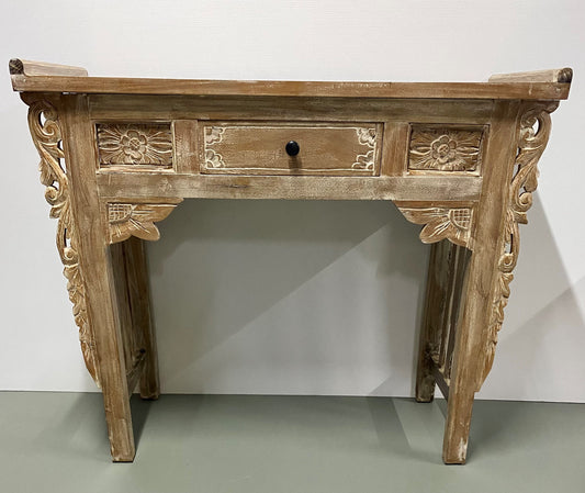 Antique Hall Table 115cm White Wash