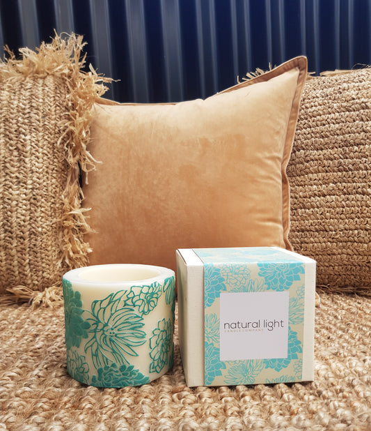 Japanese Chrysanthemum Lantern Hollow White/Aqua