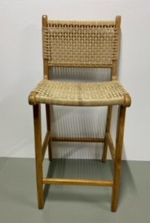 Cadis Teak Barstool Natural Cord Weaving