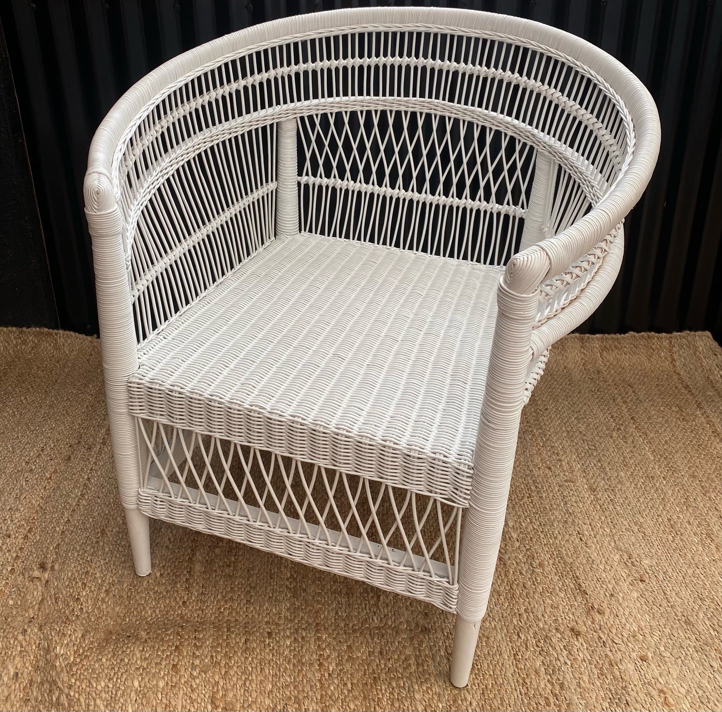 Cane Chair White with Cushion