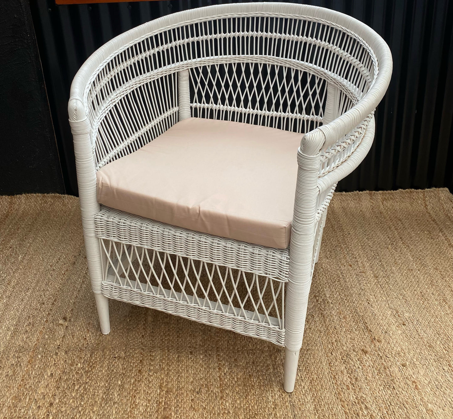 Cane Chair White with Cushion