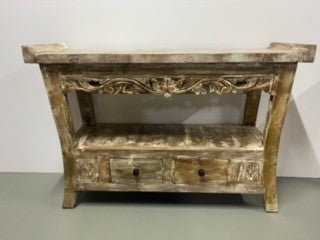 Console Table 2 Drawer White Wash