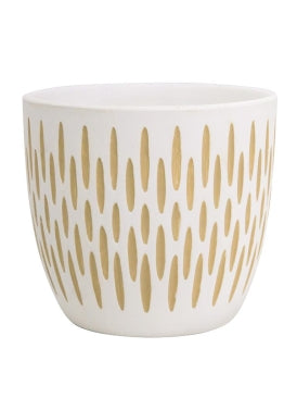 Etched Planter 17 cm White and Natural