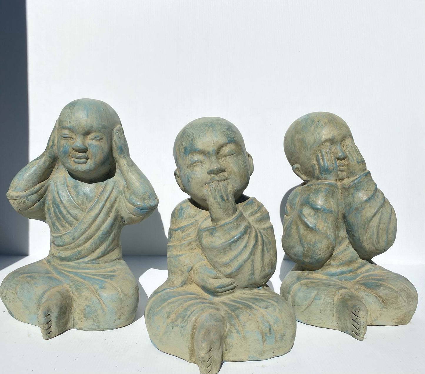 Sitting Monk Hear, See, Speak Green 40cm