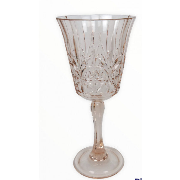 Crystal Cut Wine Glass Pink