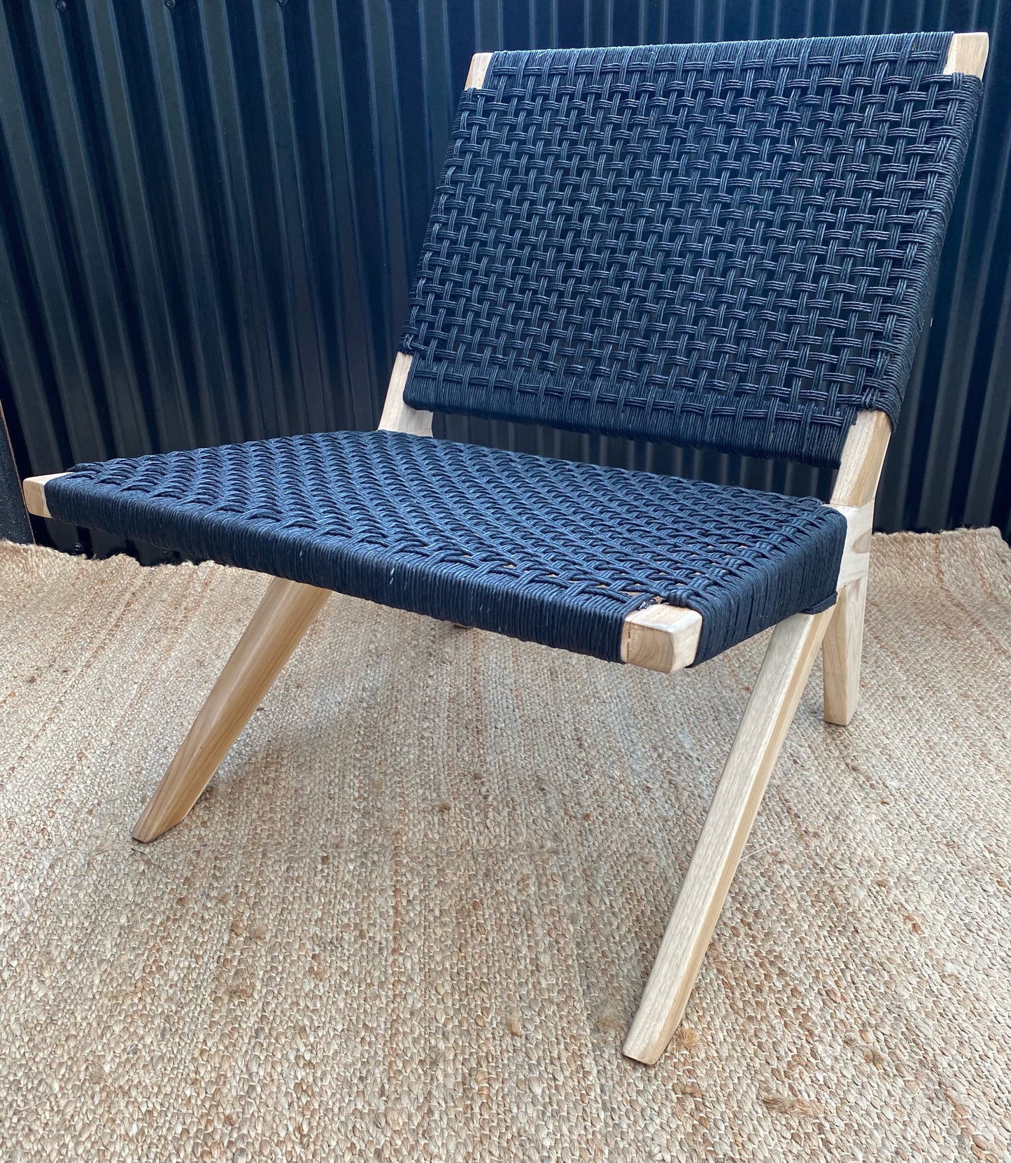 Jukka Teak Unfinished Paper Cord Black