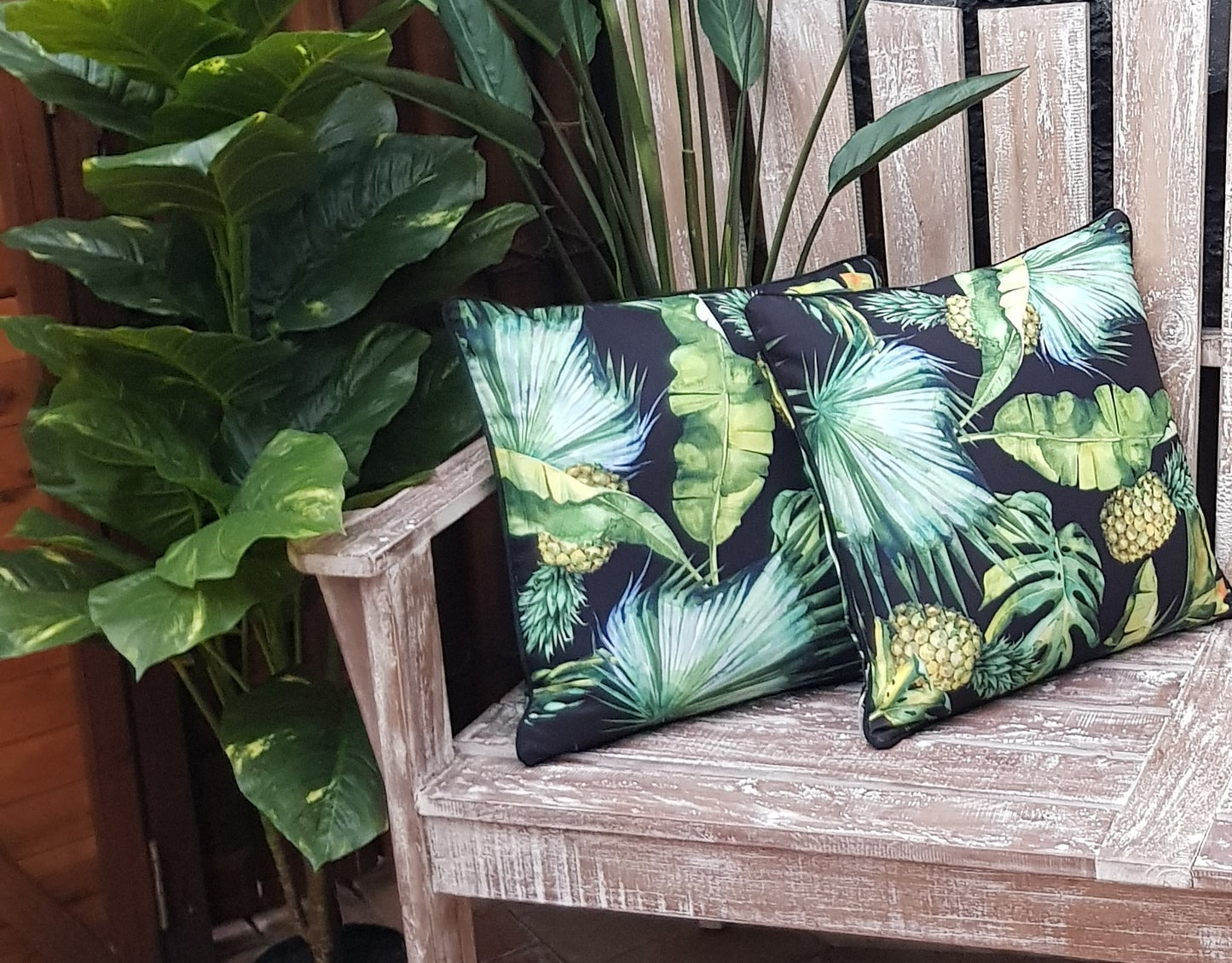 Jungle Fruits Black Cushion