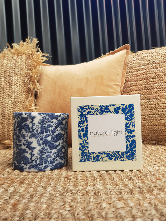 Damask Hollow Lantern White/Tattoo Blue