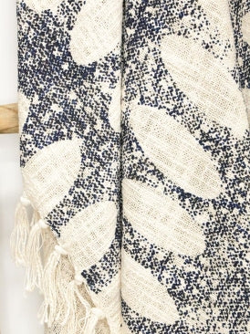 Larnie  Cotton Slum Throw Blue