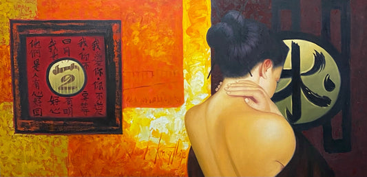 Japanese Lady Orange tones 1390 x 700cm