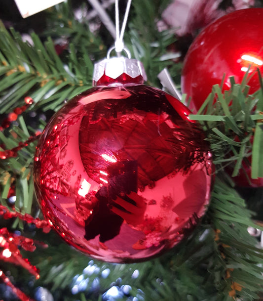 Red Glass Baubles  8cm