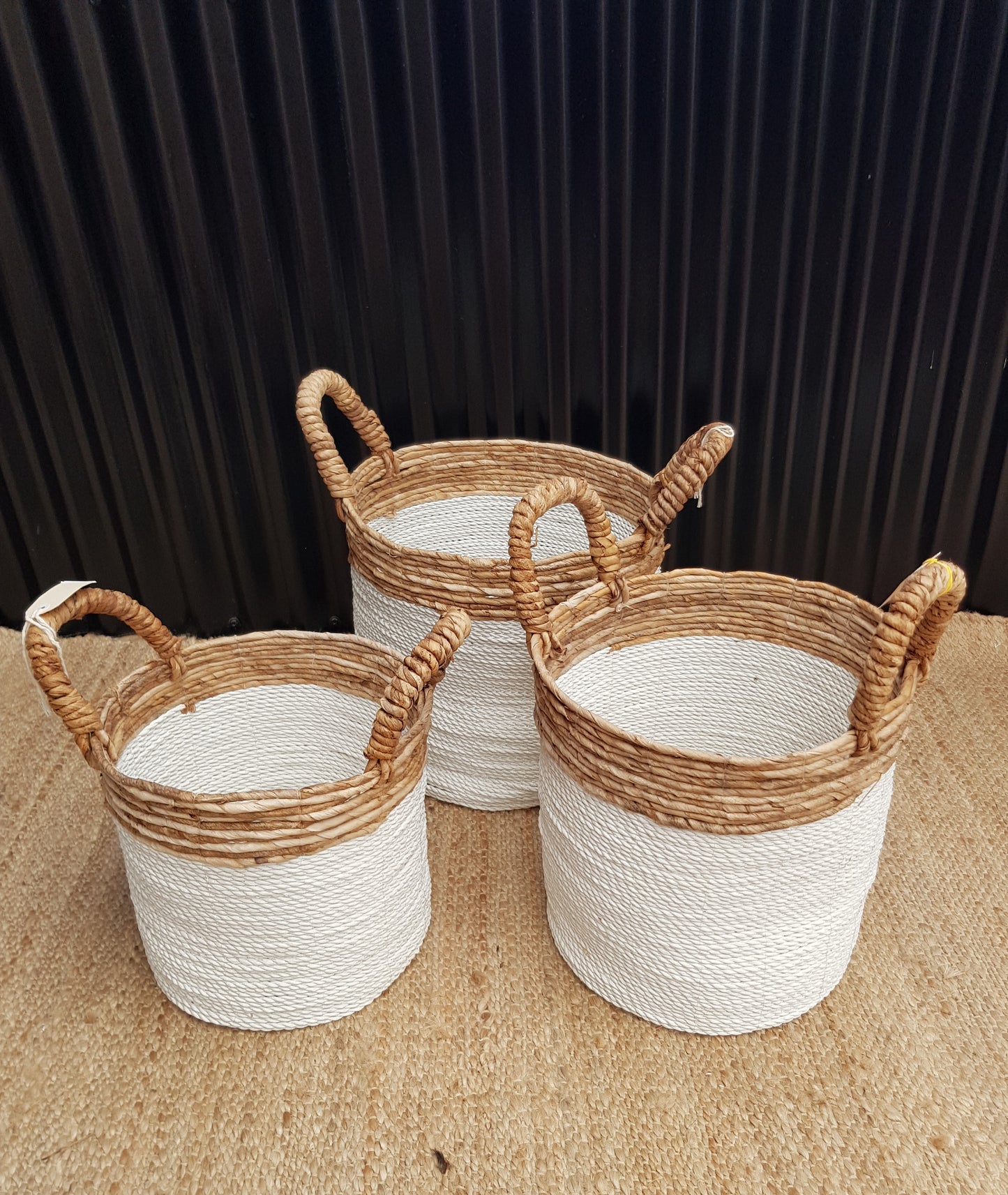 White and Natural Basket Large