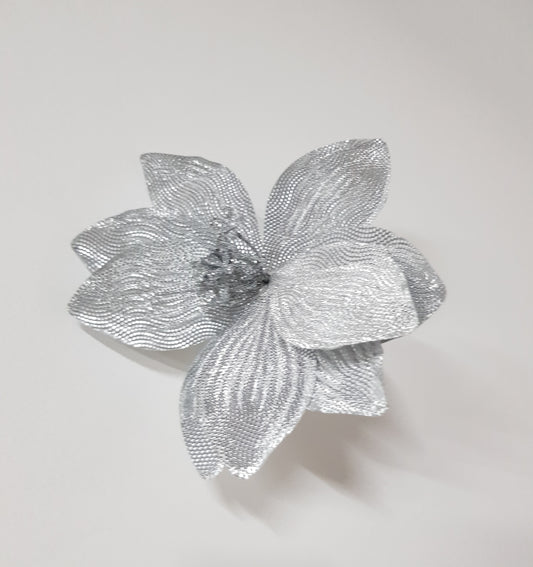 Fabric Clip on Poinsettia Peal Silver