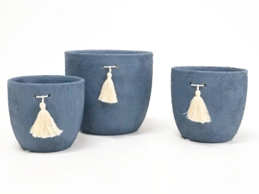Tassel Planter - Navy 15x18cm