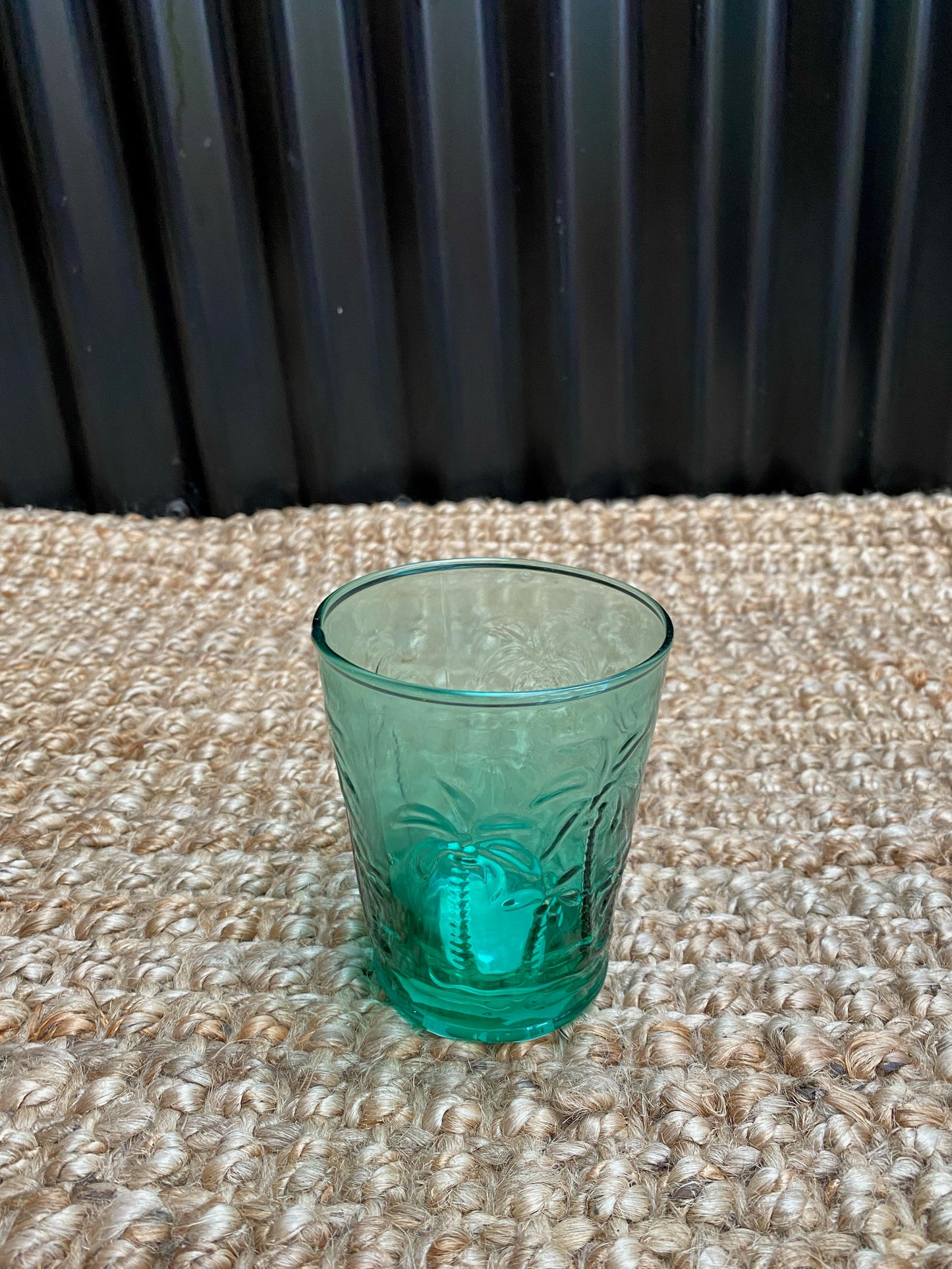 Tumbler Glass Palm Aqua